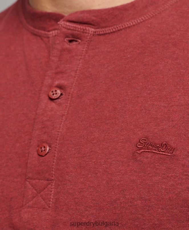 Superdry облекло N00H1461 червен мъже органичен памук реколта лого бродирани henley топ