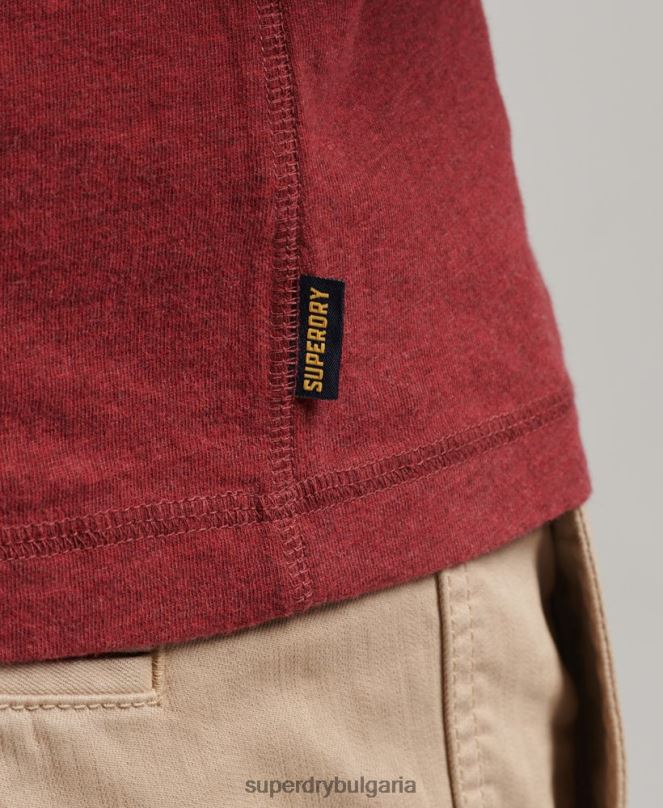 Superdry облекло N00H1461 червен мъже органичен памук реколта лого бродирани henley топ