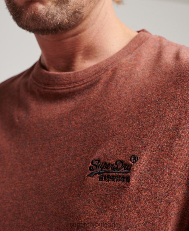 Superdry облекло N00H1468 червен мъже горнище с ретро лого от органичен памук, бродирано
