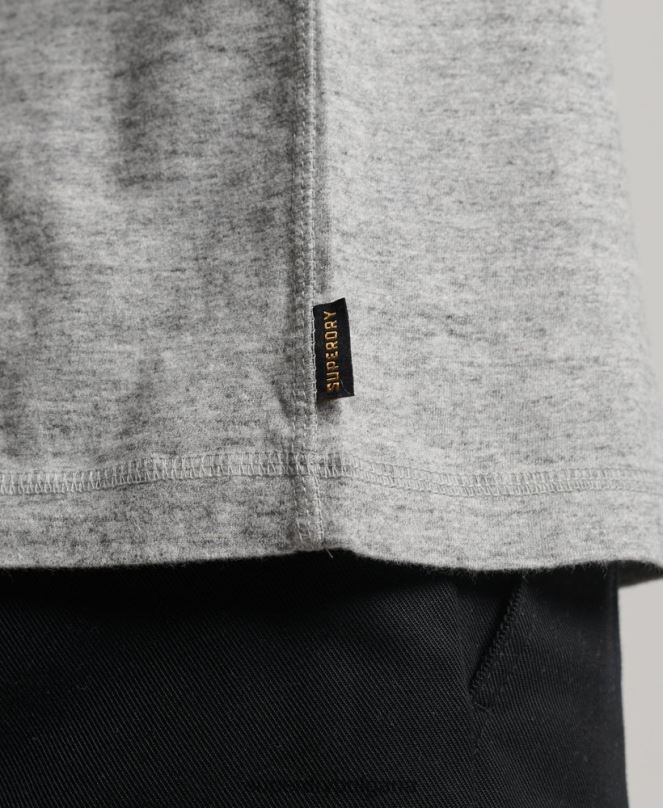 Superdry облекло N00H1470 сиво мъже органичен памук реколта лого бродирани henley топ