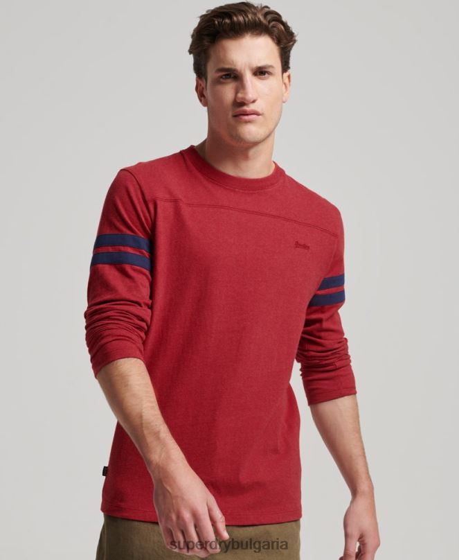 Superdry облекло N00H1474 червен мъже органичен памук ретро лого куотърбек горнище