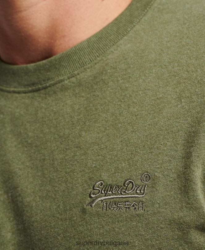 Superdry облекло N00H1477 зелено мъже горнище с ретро лого от органичен памук, бродирано
