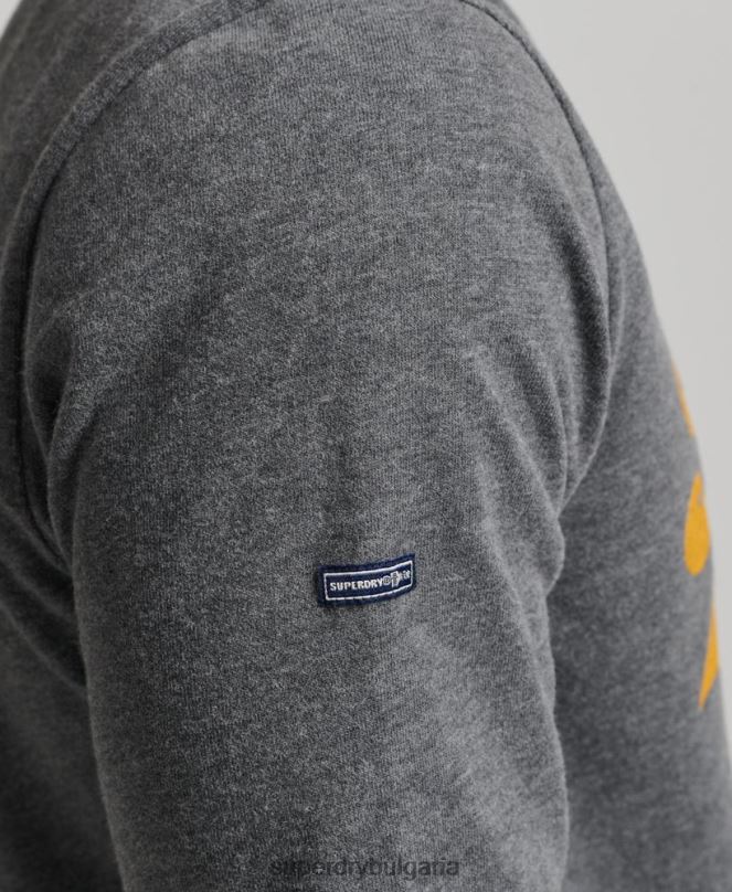 Superdry облекло N00H1481 сиво мъже топ с ретро лого сода поп с дълъг ръкав