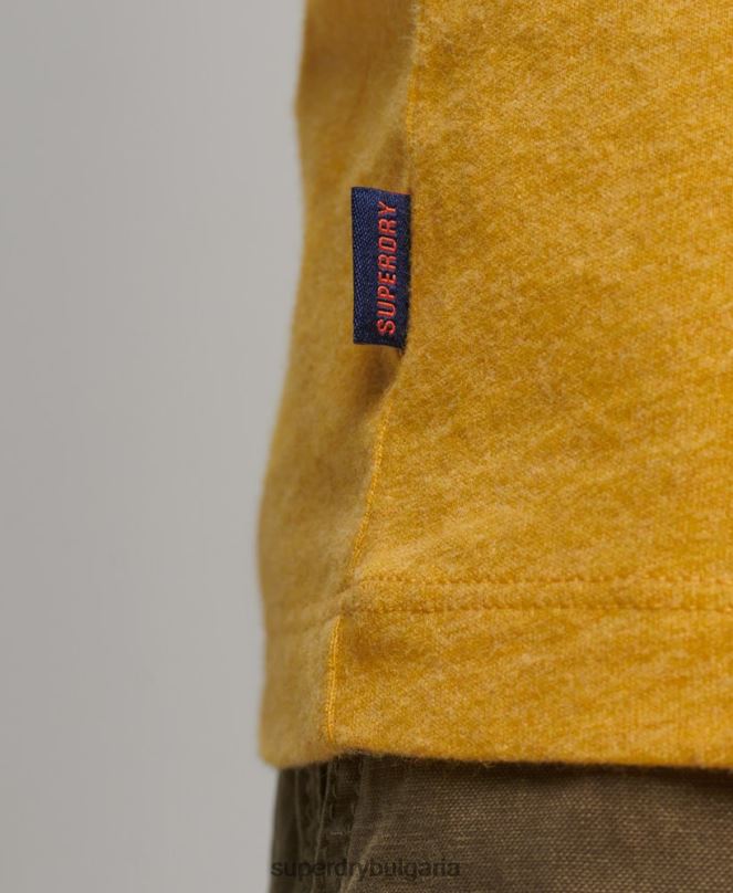 Superdry облекло N00H1484 жълто мъже Бейзболна топка с дълъг ръкав от органичен памук