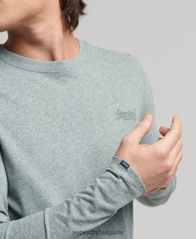 Superdry облекло N00H1486 син мъже горнище с ретро лого от органичен памук, бродирано