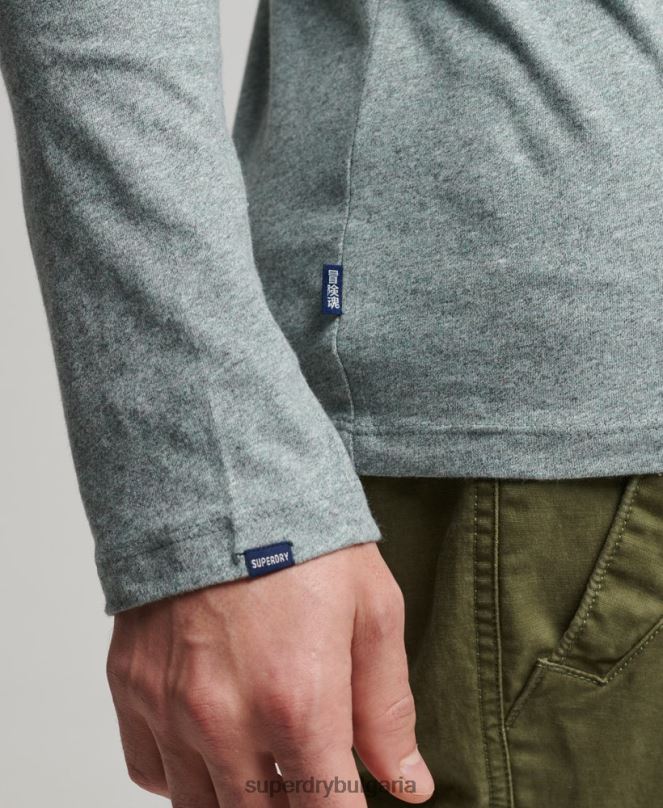 Superdry облекло N00H1486 син мъже горнище с ретро лого от органичен памук, бродирано