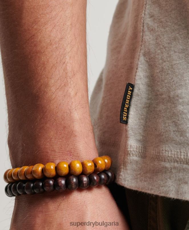 Superdry облекло N00H1488 сметана мъже органичен памук реколта лого бродирани henley топ