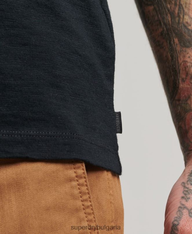 Superdry облекло N00H1489 черен мъже горна част от трико с дълъг ръкав