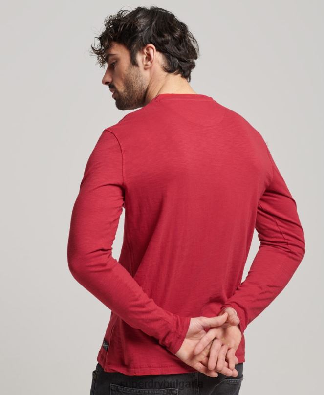 Superdry облекло N00H1492 червен мъже пребоядисано горнище с дълъг ръкав
