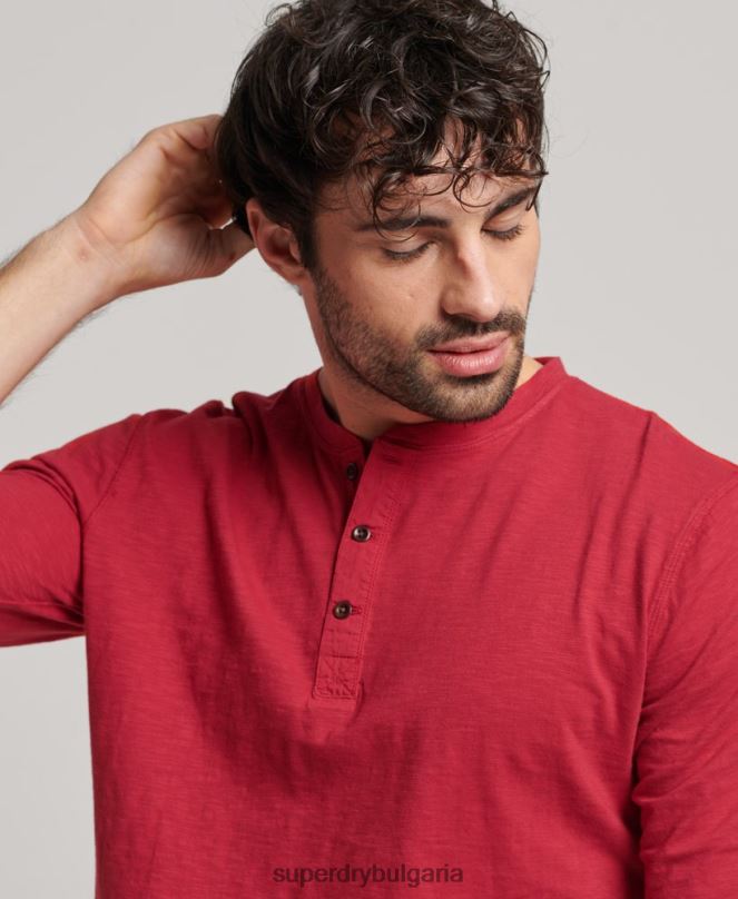 Superdry облекло N00H1492 червен мъже пребоядисано горнище с дълъг ръкав