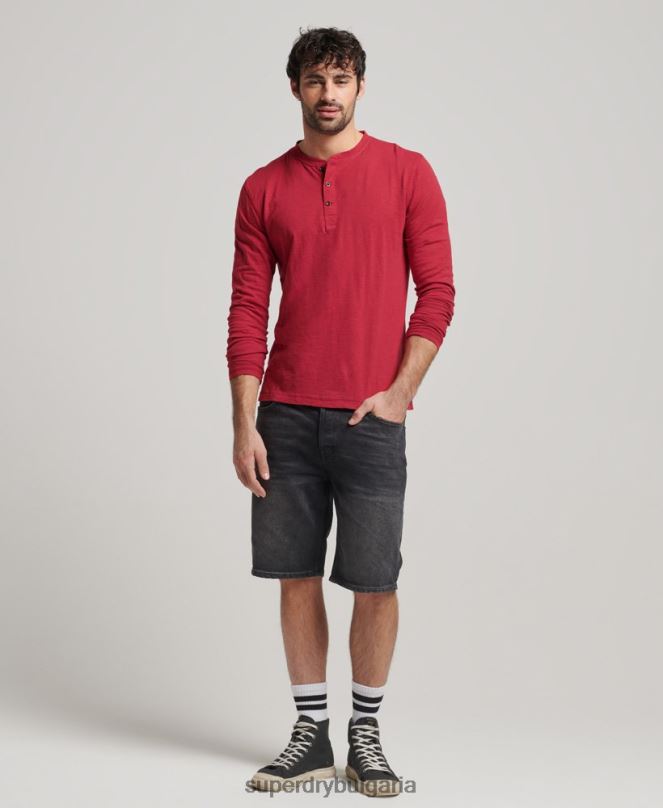 Superdry облекло N00H1492 червен мъже пребоядисано горнище с дълъг ръкав
