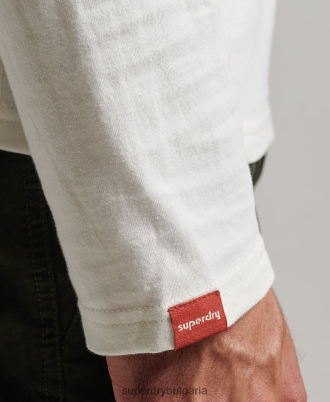Superdry облекло N00H1495 сметана мъже ретро лого неоново горнище с дълъг ръкав