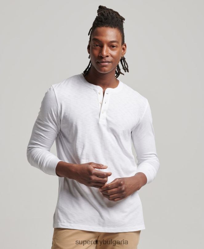 Superdry облекло N00H1498 бяло мъже трико с дълги ръкави