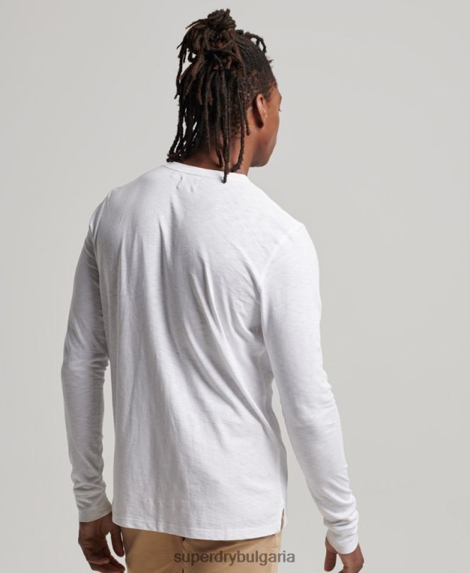 Superdry облекло N00H1498 бяло мъже трико с дълги ръкави