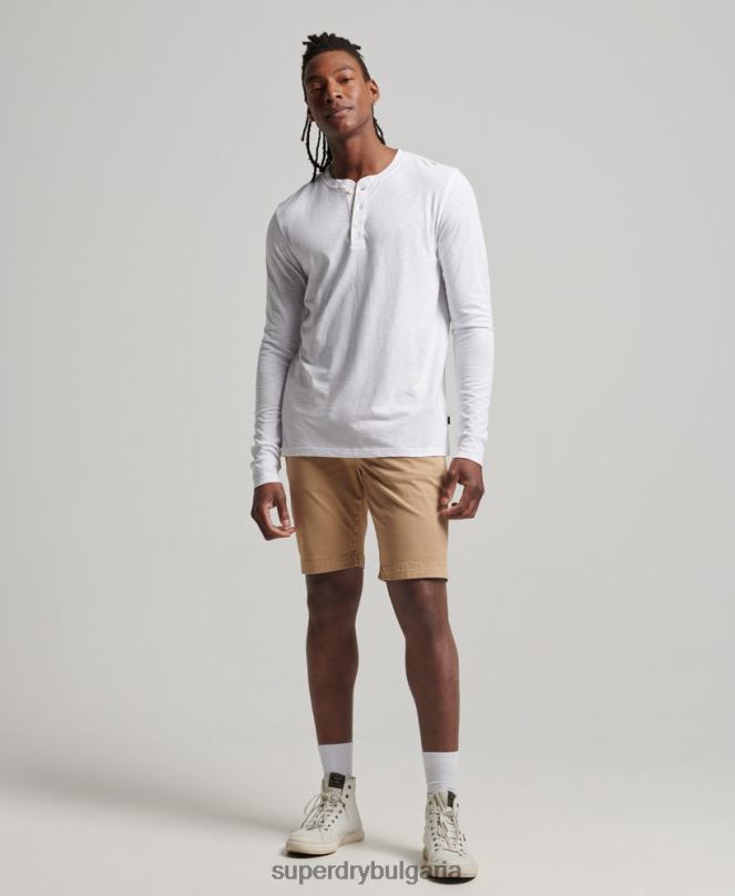 Superdry облекло N00H1498 бяло мъже трико с дълги ръкави