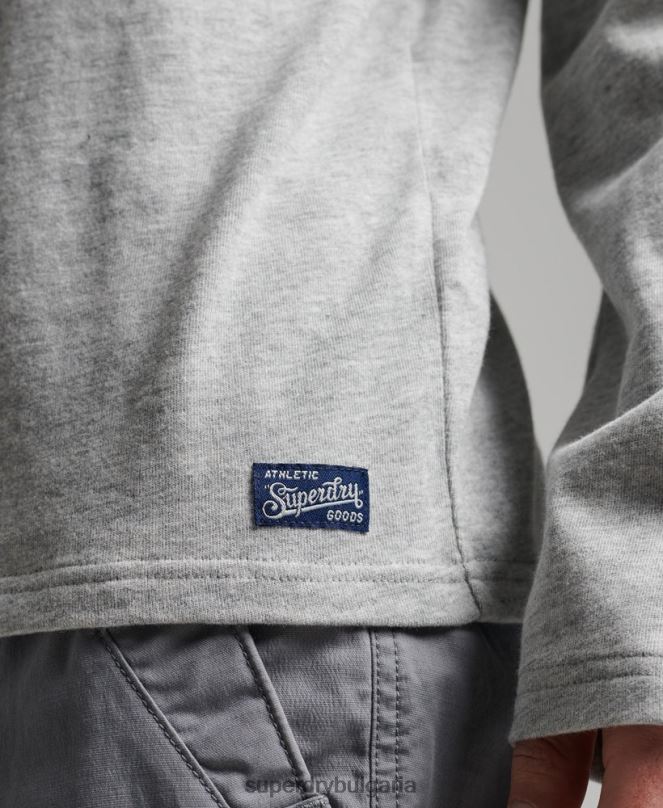 Superdry облекло N00H1508 сиво мъже горна част с ретро лого с дълъг ръкав