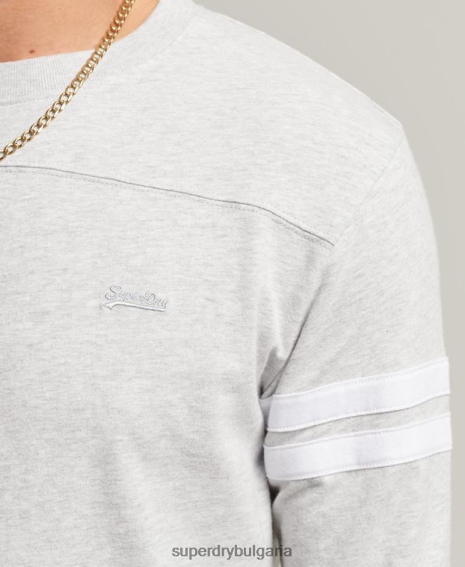 Superdry облекло N00H1509 светло сив мъже органичен памук ретро лого куотърбек горнище
