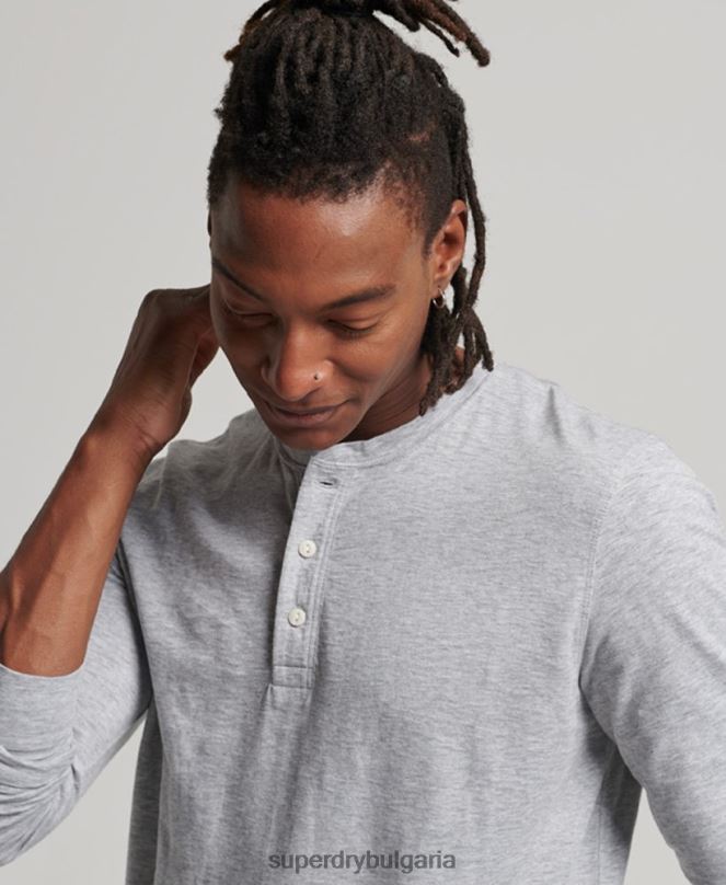 Superdry облекло N00H1510 тъмно сив мъже трико с дълги ръкави
