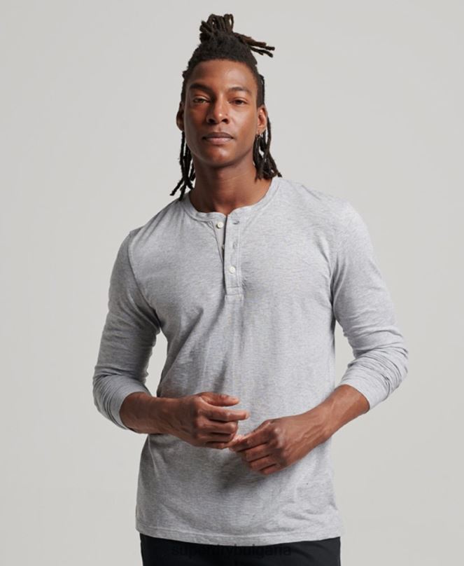 Superdry облекло N00H1510 тъмно сив мъже трико с дълги ръкави