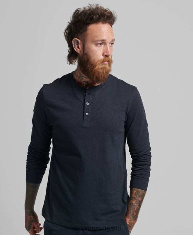 Superdry облекло N00H1513 военноморски флот мъже трико с дълги ръкави