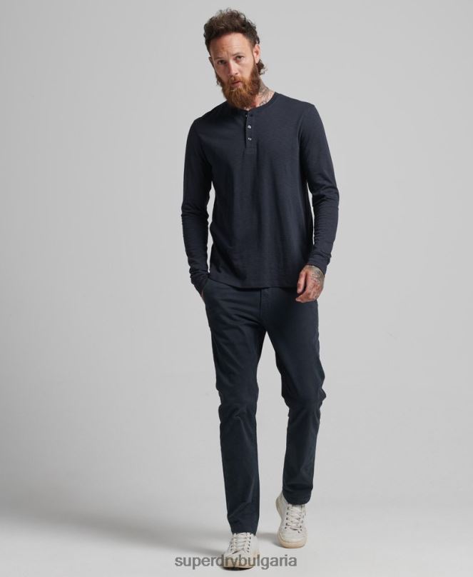 Superdry облекло N00H1513 военноморски флот мъже трико с дълги ръкави