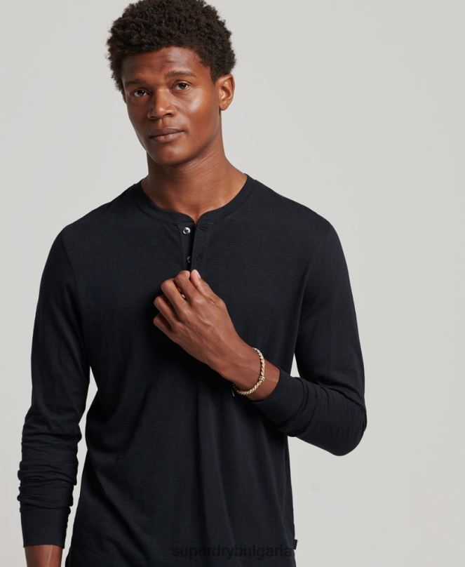 Superdry облекло N00H1514 черен мъже трико с дълги ръкави