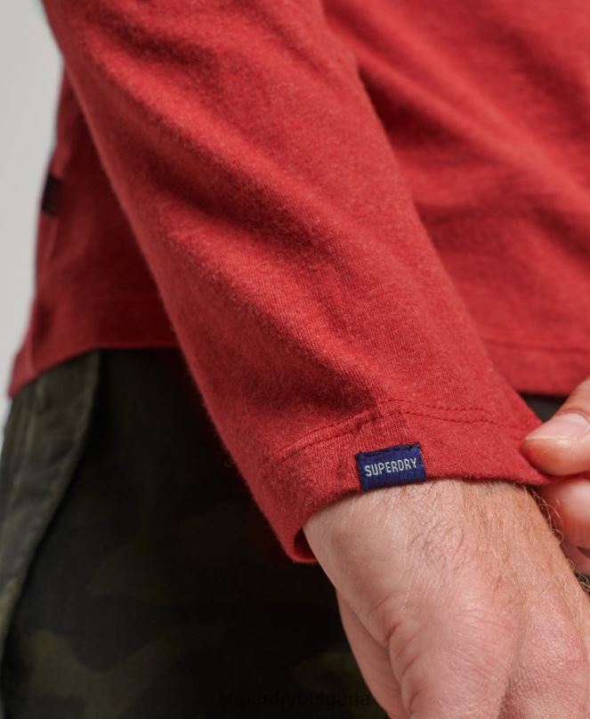 Superdry облекло N00H1515 червен мъже горнище с ретро лого от органичен памук, бродирано