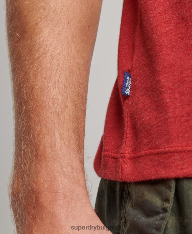 Superdry облекло N00H1515 червен мъже горнище с ретро лого от органичен памук, бродирано