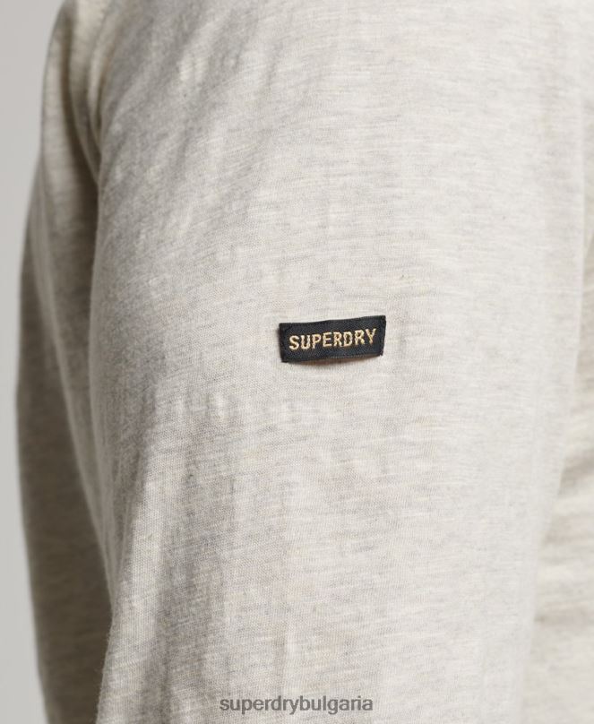 Superdry облекло N00H1516 бяло мъже горна част от трико с дълъг ръкав