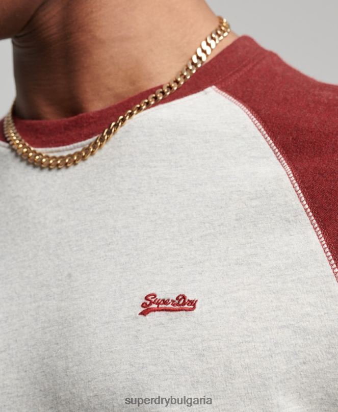 Superdry облекло N00H1518 червен мъже Бейзболна топка с дълъг ръкав от органичен памук