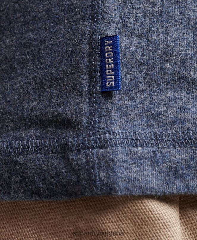 Superdry облекло N00H1525 военноморски флот мъже органичен памук реколта лого бродирани henley топ