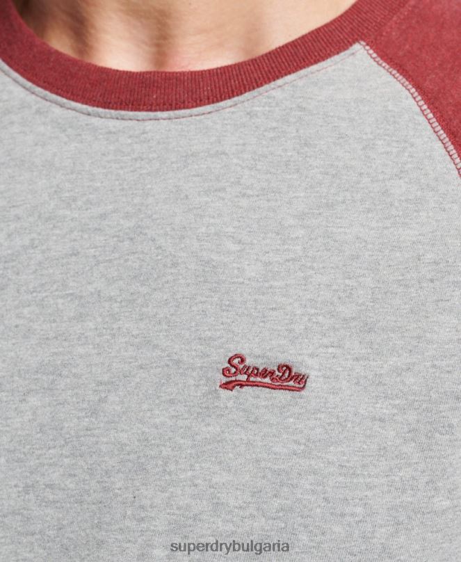 Superdry облекло N00H1527 червен мъже Бейзболна топка с дълъг ръкав от органичен памук