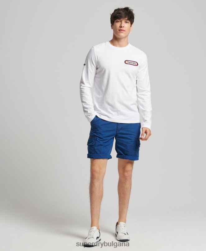 Superdry облекло N00H1530 бяло мъже сезонно горнище с винтидж основно лого