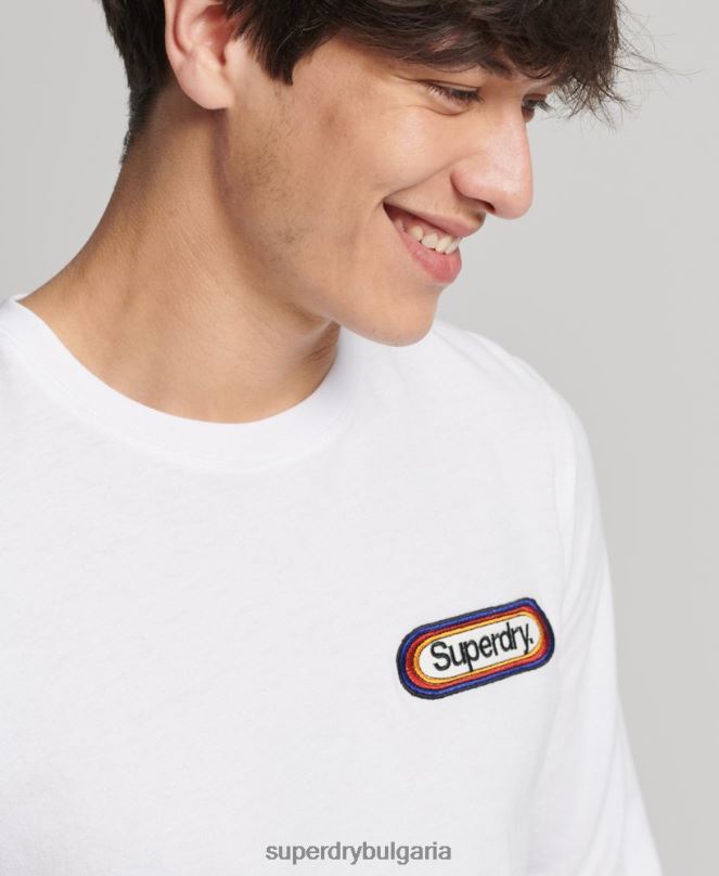 Superdry облекло N00H1530 бяло мъже сезонно горнище с винтидж основно лого