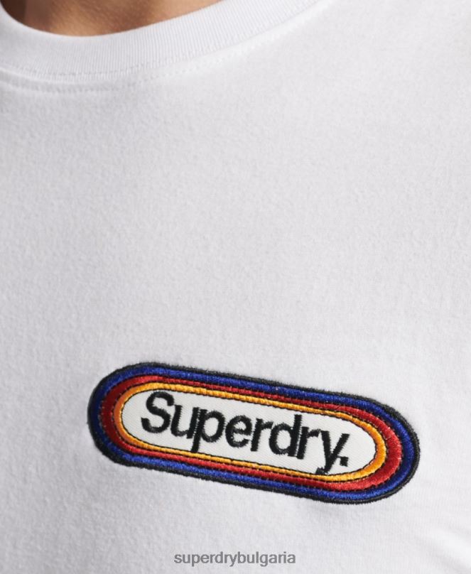 Superdry облекло N00H1530 бяло мъже сезонно горнище с винтидж основно лого