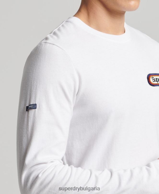 Superdry облекло N00H1530 бяло мъже сезонно горнище с винтидж основно лого