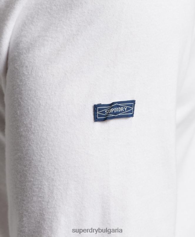 Superdry облекло N00H1530 бяло мъже сезонно горнище с винтидж основно лого