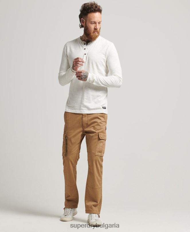 Superdry облекло N00H1531 бяло мъже пребоядисано горнище с дълъг ръкав