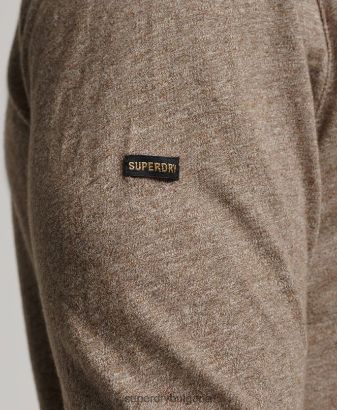 Superdry облекло N00H1532 кафяво мъже горна част от трико с дълъг ръкав