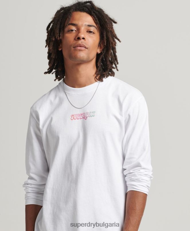 Superdry облекло N00H1537 бяло мъже в гората с дълъг ръкав