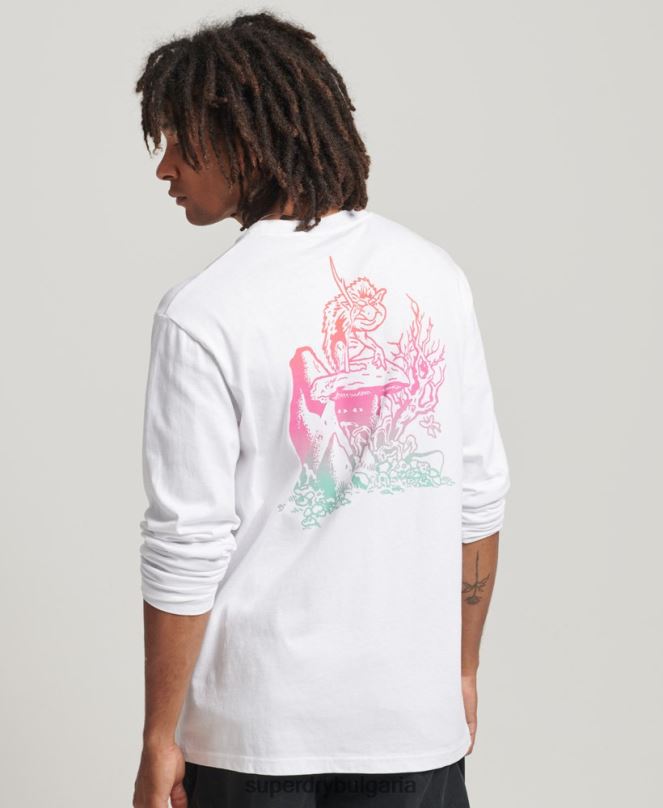 Superdry облекло N00H1537 бяло мъже в гората с дълъг ръкав
