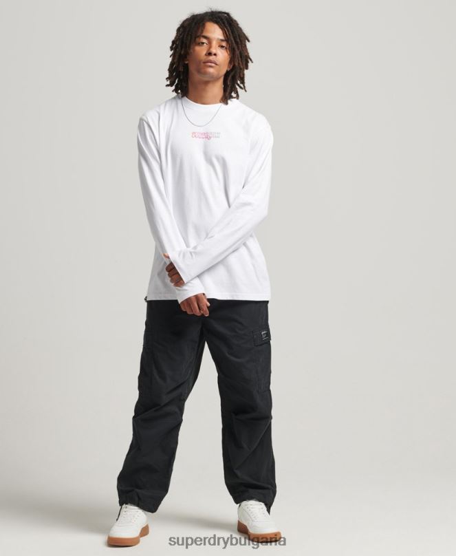 Superdry облекло N00H1537 бяло мъже в гората с дълъг ръкав