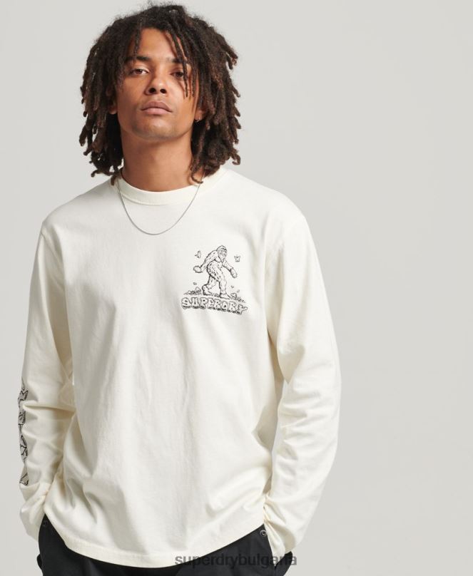 Superdry облекло N00H1538 бяло мъже в гората с дълъг ръкав