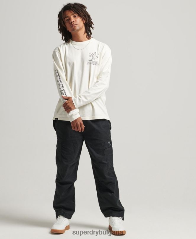 Superdry облекло N00H1538 бяло мъже в гората с дълъг ръкав