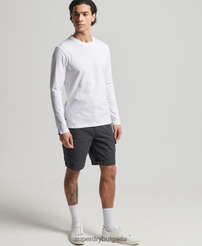 Superdry облекло N00H1539 бяло мъже горнище с ретро лого от органичен памук, бродирано
