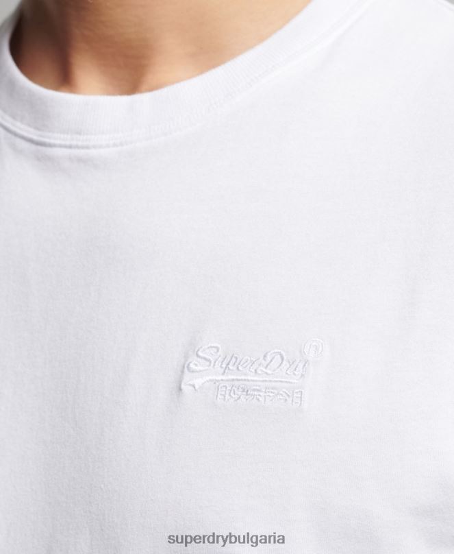 Superdry облекло N00H1539 бяло мъже горнище с ретро лого от органичен памук, бродирано
