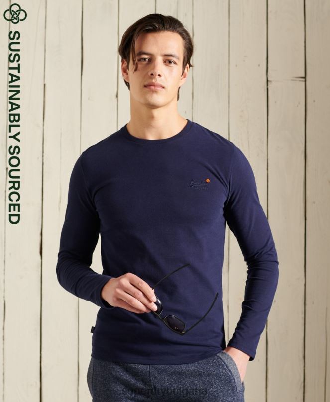 Superdry облекло N00H1540 военноморски флот мъже ретро бродирана горна част от органичен памук