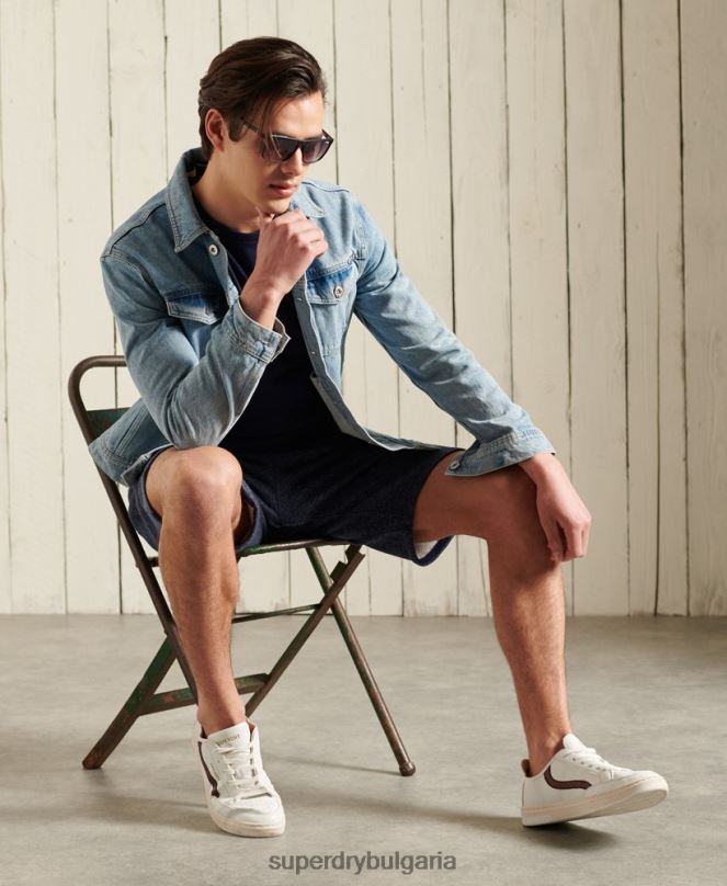 Superdry облекло N00H1540 военноморски флот мъже ретро бродирана горна част от органичен памук