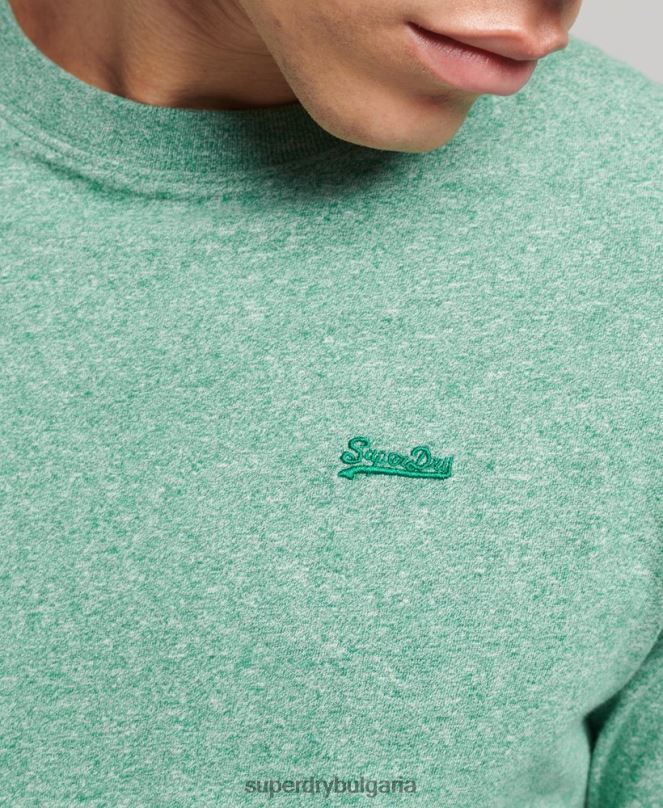 Superdry облекло N00H1542 зелено мъже горнище с ретро лого от органичен памук, бродирано