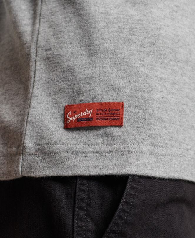 Superdry облекло N00H1543 сиво мъже органичен памук реколта лого бродирани henley топ